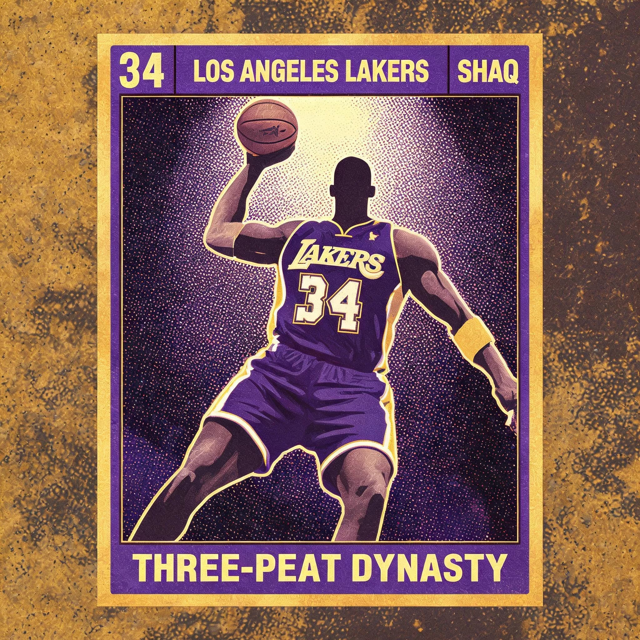 Three-Peat Dominance — Shaq's Lakers Purple & Gold